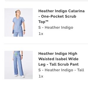 Figs Heather Indigo Wide Leg Scrubs small top tall pants high waist like new